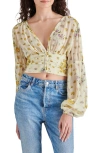 STEVE MADDEN STEVE MADDEN LEILANI FLORAL PLUNGE NECK CROP TOP