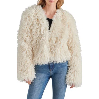 Steve Madden Leites Faux Fur Jacket In Cream