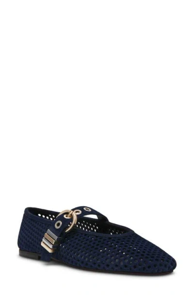 Steve Madden Lela Perforated Mary Jane Flat In Blue