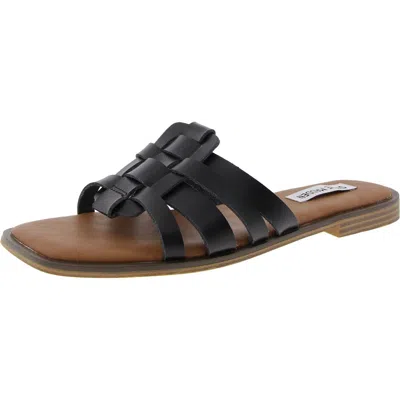 Steve Madden Lena Womens Woven Faux Leather Slide Sandals In Black