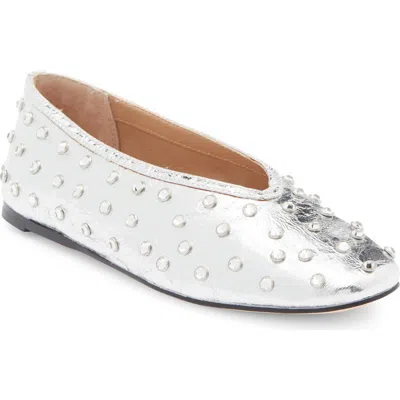 Steve Madden Leni Rhinestone Embellished Flat In White