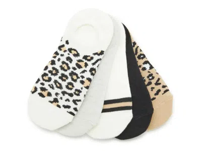 Steve Madden Leopard No Show Liners 5 Pack In White