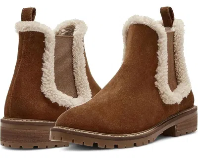 Steve Madden Leopold Boot Women's 7 Camel Suede Faux Fur Ankle Chelsea Khd1653