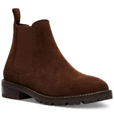 Steve Madden Leopold Boots Women Brown Suede Round Toe Ankle Chelsea Lion261