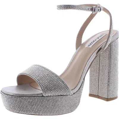 Steve Madden Lessa Womens Glass Open Toe Heel Sandals In Silver