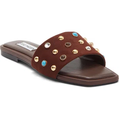 Steve Madden Lettie Studded Slide Sandal In Brown