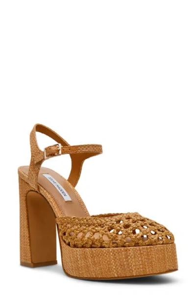Steve Madden Lexie Ankle Strap Platform Pump In Brown