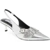 Steve Madden Lezley Womens Solid Faux Leather Slingback Heels In Silver