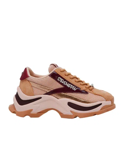 Steve Madden Light Brown Mesh Sneakers In Multi