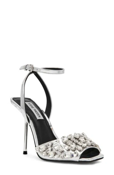Steve Madden Lilac Ankle Strap Sandal In Silver Rhinestone