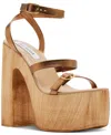 Steve Madden Lilia High Wooden Platform Dress Sandals In Bronze Metallic