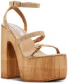 Steve Madden Lilia High Wooden Platform Dress Sandals In Raffia Multi
