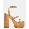 Steve Madden Lilia High Wooden Platform Dress Sandals In Grey