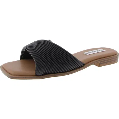 Steve Madden Limitt Womens Criss-cross Manmade Slide Sandals In Black