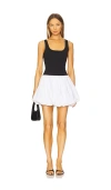 Steve Madden Linnea Mixed Media Bubble Hem Cotton Minidress