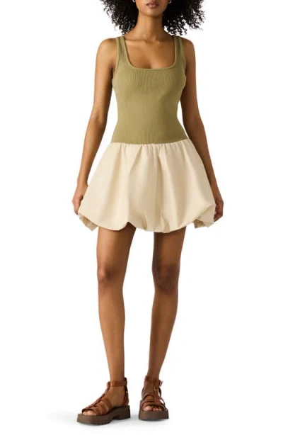 Steve Madden Linnea Mixed Media Bubble Hem Cotton Minidress