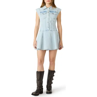 Steve Madden Liya Flare Denim Minidress In Blue