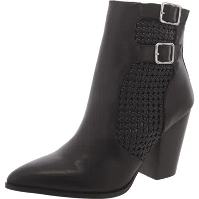 Steve Madden Liz Womens Leather Pointed Toe Ankle Boots In Black