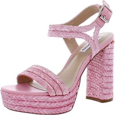 Steve Madden Lombardo Womens Woven Open Toe Platform Sandals In Pink