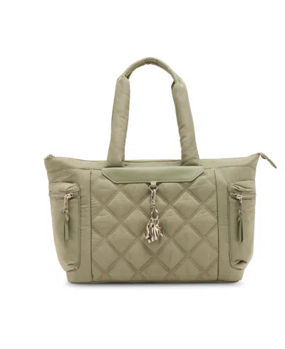 Steve Madden Londyn Nylon Quilted Tote In Sage
