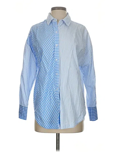 Pre-owned Steve Madden Long Sleeve Button Down Shirt In Blue
