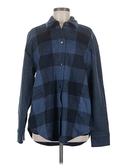 Pre-owned Steve Madden Long Sleeve Button Down Shirt In Blue