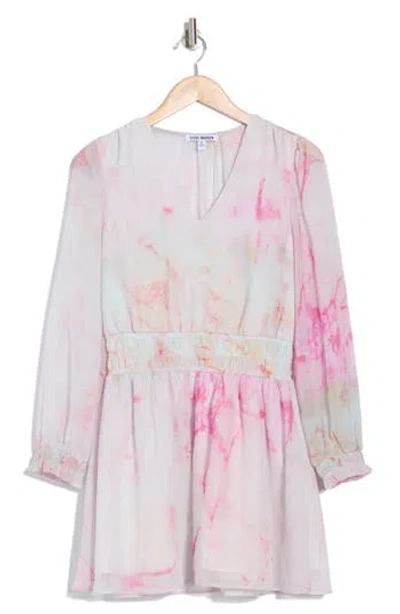 Steve Madden Long Sleeve Chiffon Dress In Rose Quartz