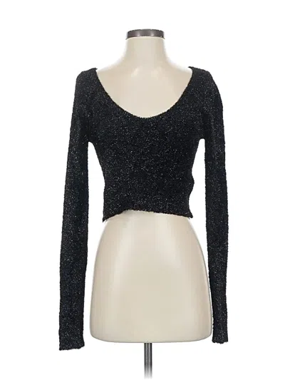 Pre-owned Steve Madden Long Sleeve Top Black Sweetheart Neckline Tops