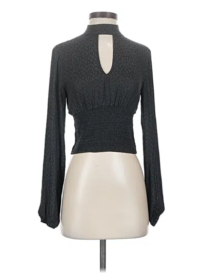 Pre-owned Steve Madden Long Sleeve Top Gray Keyhole Neckline Tops