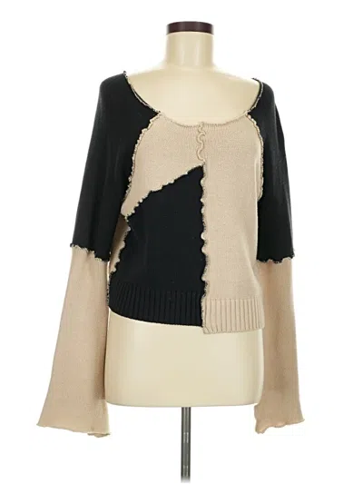 Pre-owned Steve Madden Long Sleeve Top Tan Square Neckline Tops