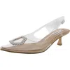 Steve Madden Lorah Womens Mixed Media Glass Slingback Heels In Multi