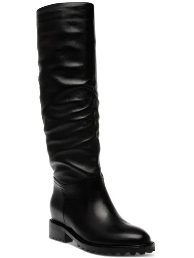 Steve Madden Loral Womens Leather Lug Knee-high Boots In Black