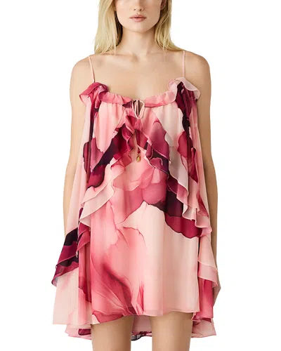 Steve Madden Lorella Print Ruffle Sleeveless Shift Dress In Pink