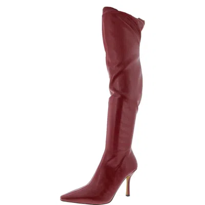 Steve Madden Lorinda Womens Zipper Faux Leather Knee-high Boots In Red