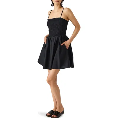 Steve Madden Lotty Smocked Fit & Flare Minidress In Black
