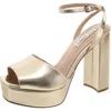Steve Madden Lourdes Womens Buckle Patent Leather Platform Heels In White