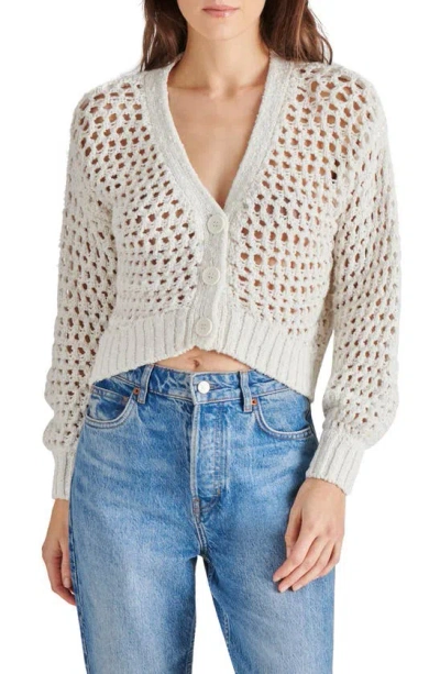 Steve Madden Lucas Open Stitch Cardigan In White