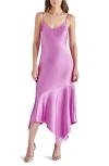 STEVE MADDEN LUCIELLE HANDKERCHIEF HEM SATIN SLIPDRESS