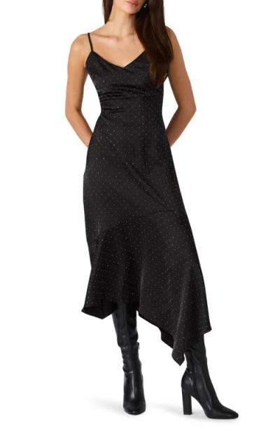 Steve Madden Lucille Asymmetric Slipdress In Black