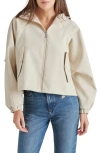 Steve Madden Lumi Faux Leather Hooded Jacket In Bone