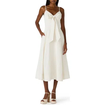 Steve Madden Luna Bow Front Sleeveless Midi Dress In White