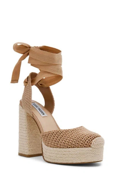 Steve Madden Luvely Ankle Wrap Espadrille Sandal In Tan