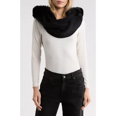 Steve Madden Lux Faux Fur Hooded Scarf In White