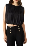 Steve Madden Luxe Cherra Sleeveless Crop Top In Black