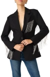Steve Madden Luxe Gem Fringe Blazer In Black