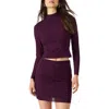 Steve Madden Luxe Melvina Stud Mock Neck Knit Top In Burgundy