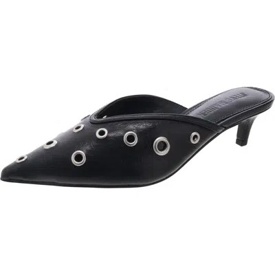Steve Madden Luxely Womens Brogue Leather Kitten Heels In Black
