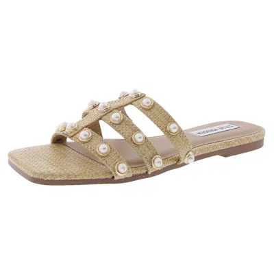 Steve Madden Lya Womens Embellished Woven Slide Sandals