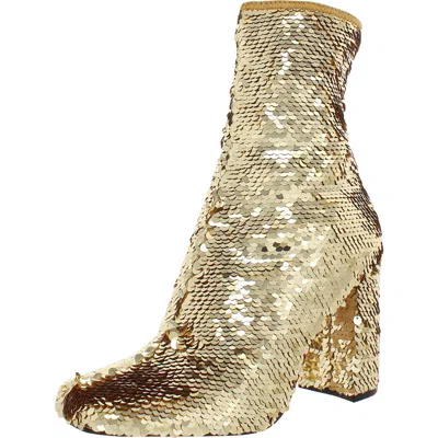 Steve Madden Lynden Womens Sequined Square Toe Mid-calf Boots In Silver