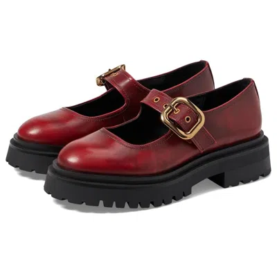 Steve Madden Lyndon Flats Women's Red Leather Mary Jane Shoes Htat863